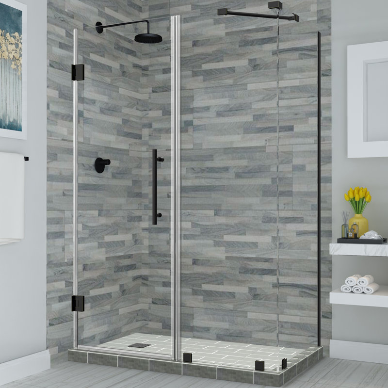 SEN967EZ-MB-602434-10 Bromley Frameless 34.38" x 72" Rectangle Hinged Shower Enclosure