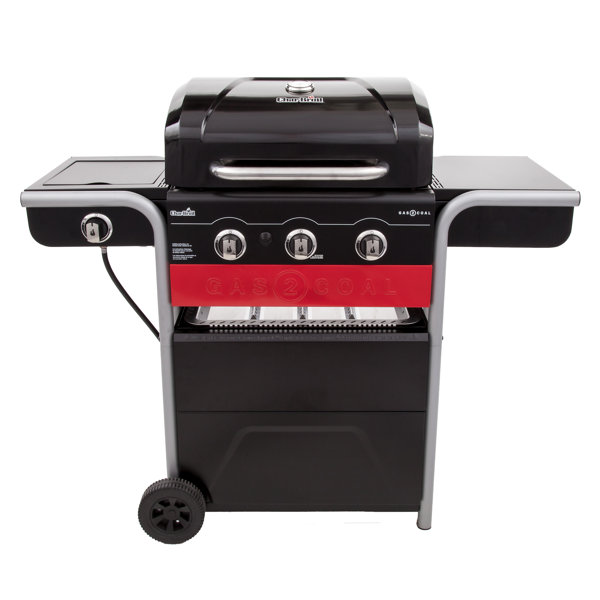 Gas2Coal Charcoal and 3-Burner Propane Gas Grill b