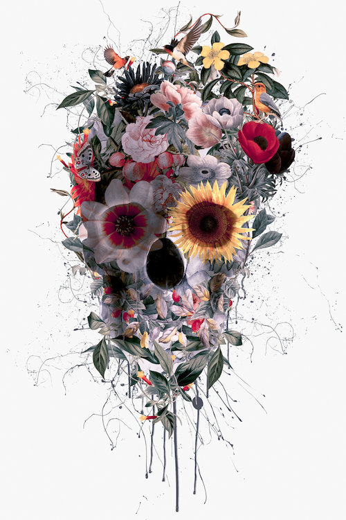 East Urban Home Floral Skull Series I Graphic Art Print On Canvas Wayfair