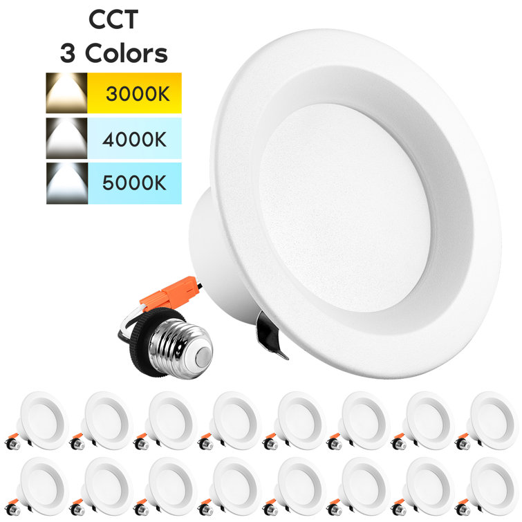 Luxrite 4 Inch Led Recessed Can Lights 10w 5 Color Selectable Dimmable Retrofit Downlights 750 Lumens Energy Star Wet Rated Etl Listed 16 Pack Wayfair