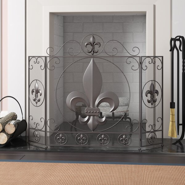 Devers Fleur De Lis 3 Panel Metal Fireplace Screen By Ophelia & Co.