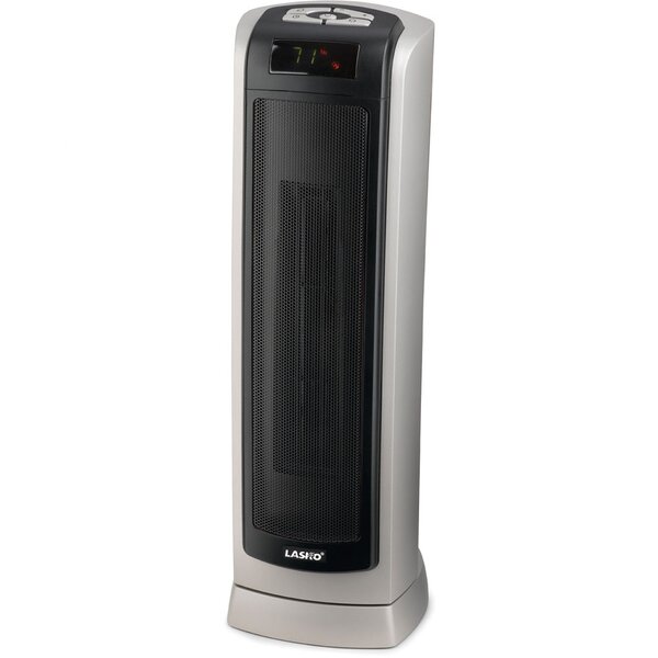 Ceramic 1,500 Watt Portable Electric Tower Heater with Thermostat by Lasko
