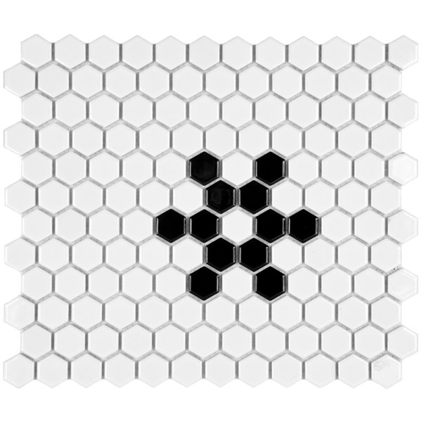 Retro 10 x 12 Porcelain Mosaic Tile in Black/White by EliteTile