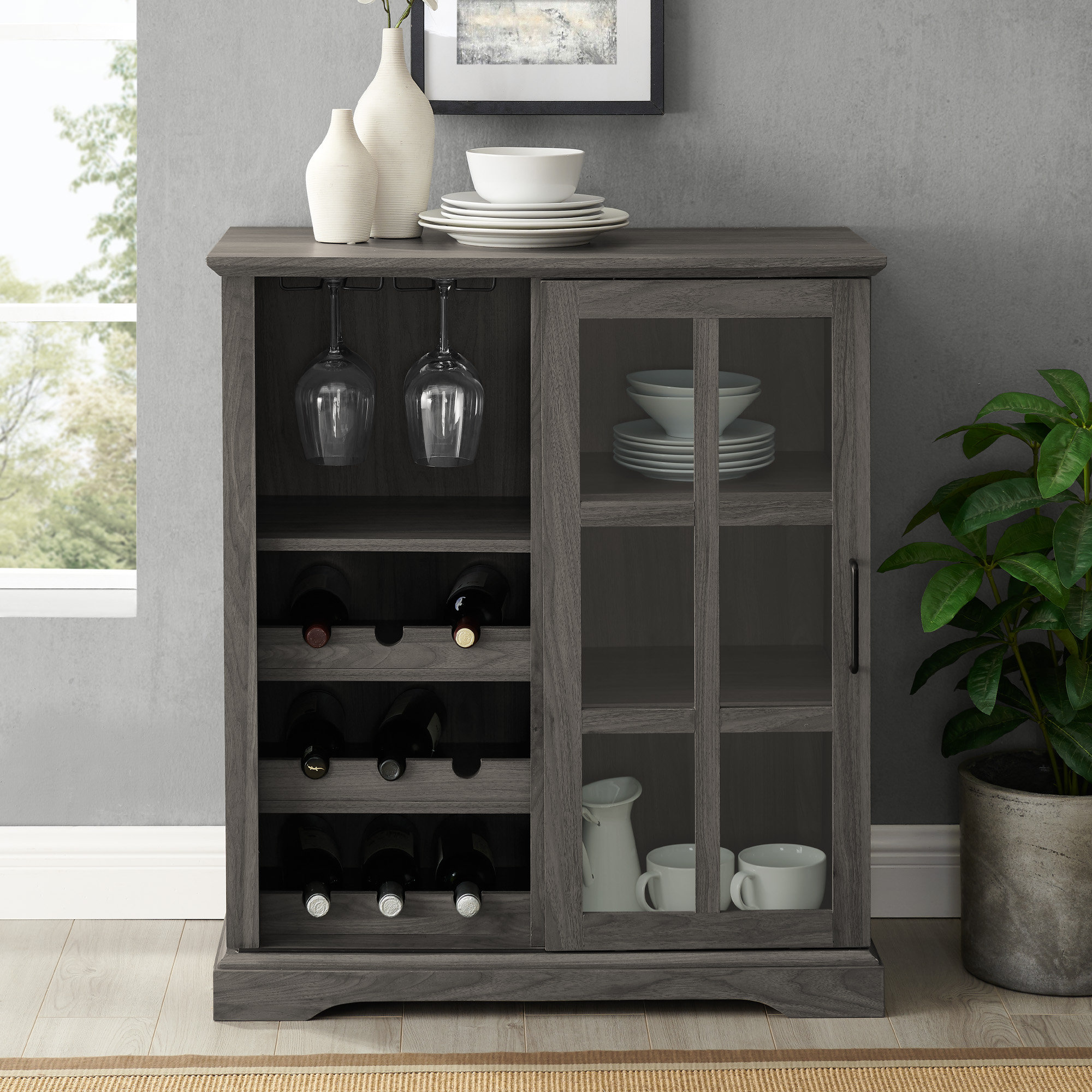 Hartwick Sliding Glass Door Bar With Wine Storage Reviews Joss