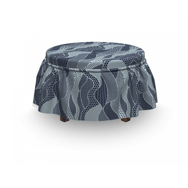 Waves Circles And Dots Ottoman Slipcover (Set Of 2) By East Urban Home