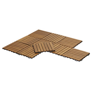 Deck Tiles Stallings Outdoor Floor 11 8 X Wood Interlocking Deck Tiles In Honey Oak Set Of 10