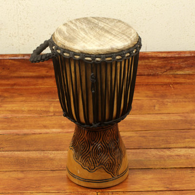 Hand-Crafted West African Djembe Drum Sculpture Novica