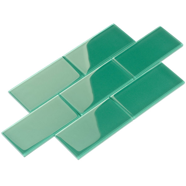 3 x 6 Glass Subway Tile in Emerald Green by Giorbello
