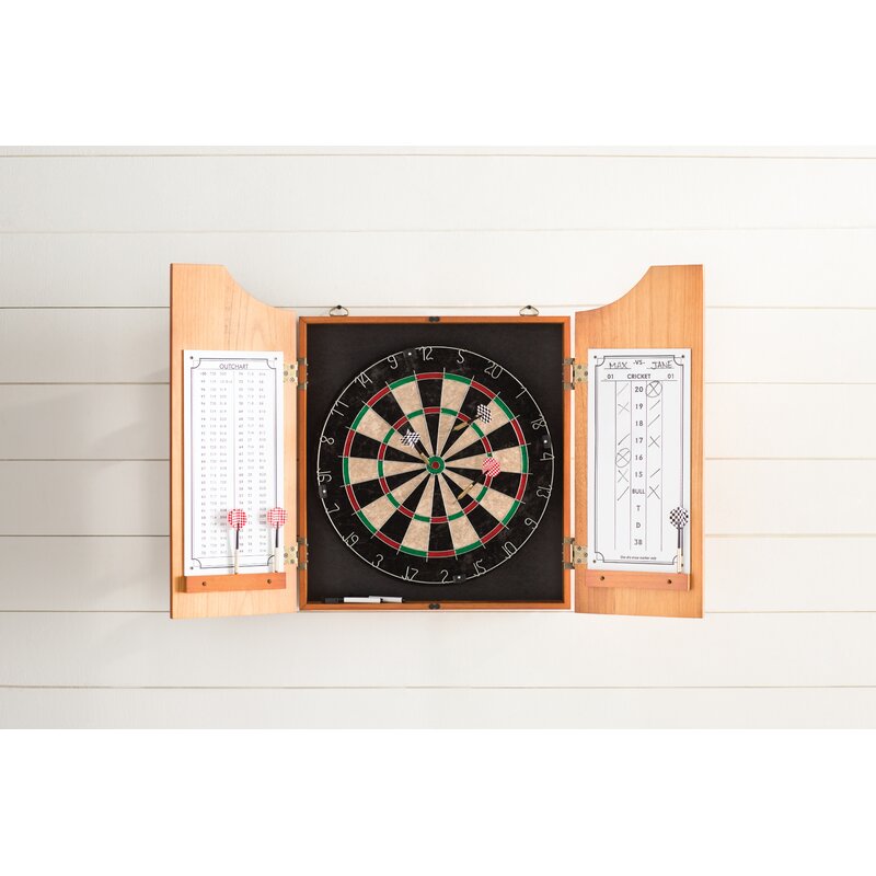 Trademark Games Solid Wood Dart Cabinet With Dartboard And Darts