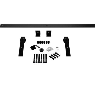 Premium JStrap Standard Single Barn Door Hardware Kit Goldberg Brothers Inc Finish Matte Black Track Length 96 in