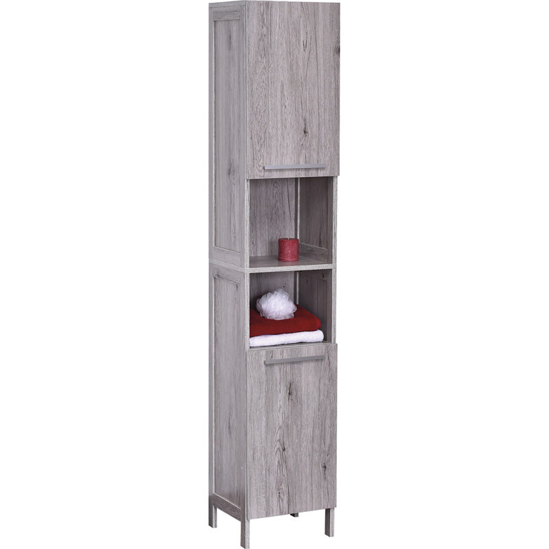Evideco Bath Floor Cabinet Linen Tower 2 Doors Shelves Oslo Bath Floor Cabinet Linen Tower 2 Doors