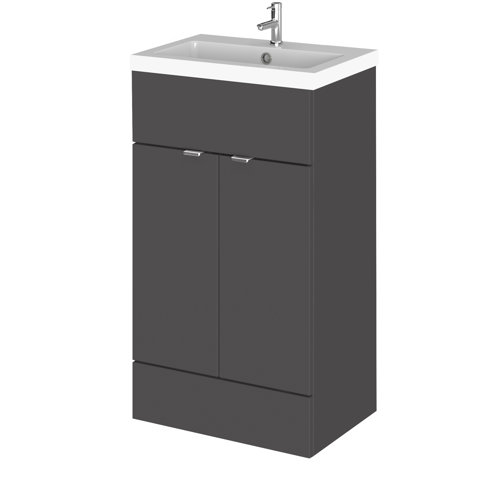 Vasari Apex Grey Gloss Floor Standing Vanity Unit & Polymarble Basin - 500mm Width