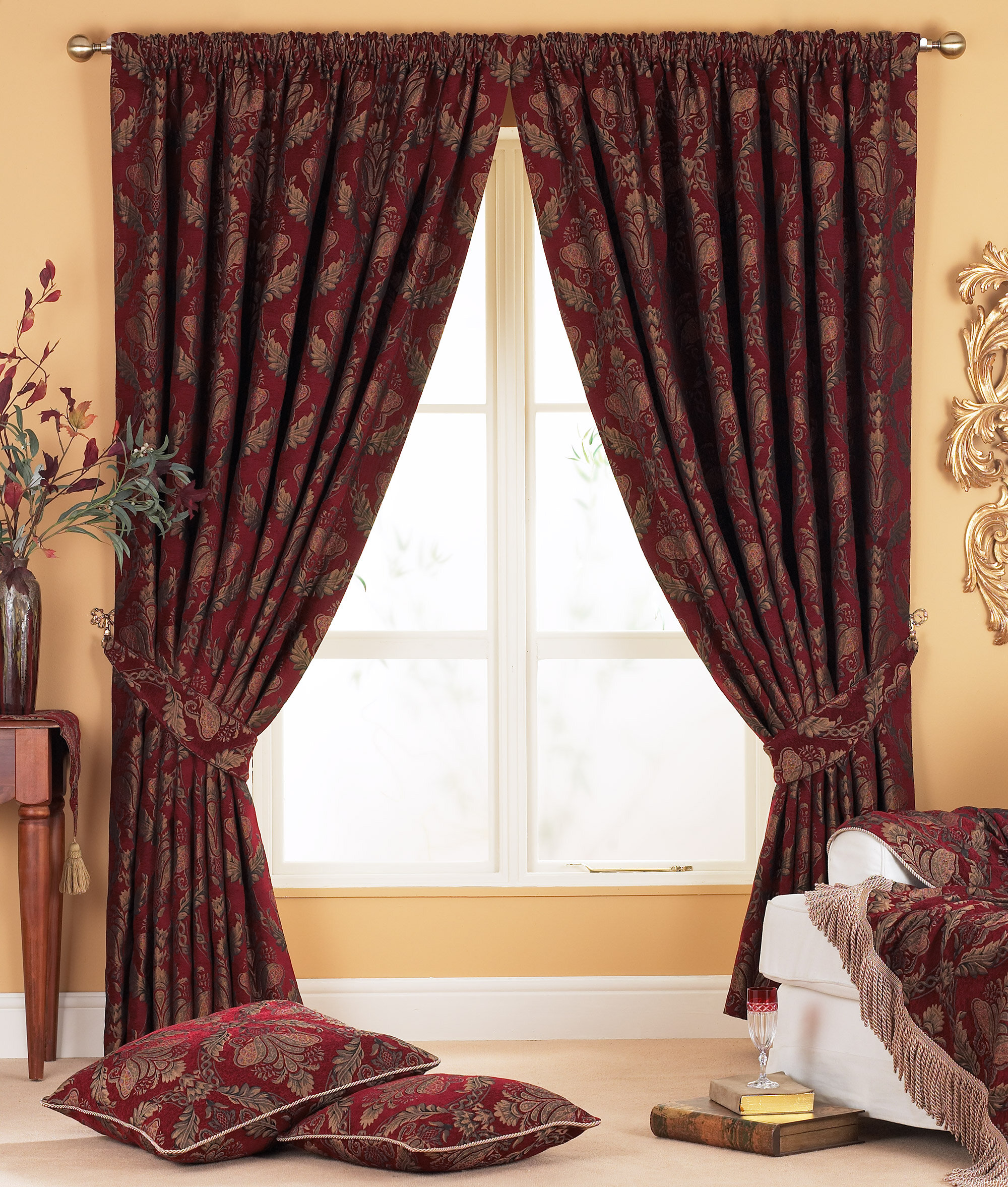 New Pencil Pleat Heavy Jacquard Tape Top Curtains Fully Lined For Hooks & Poles 