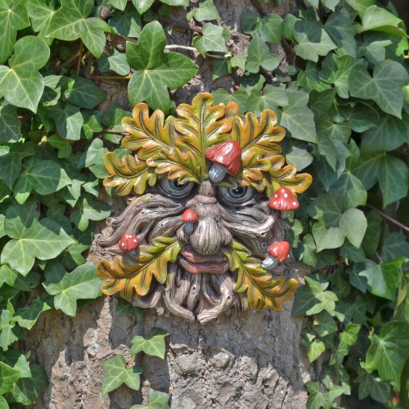 Garten Living Wanddeko Gesicht mit Pilzen und Blättern