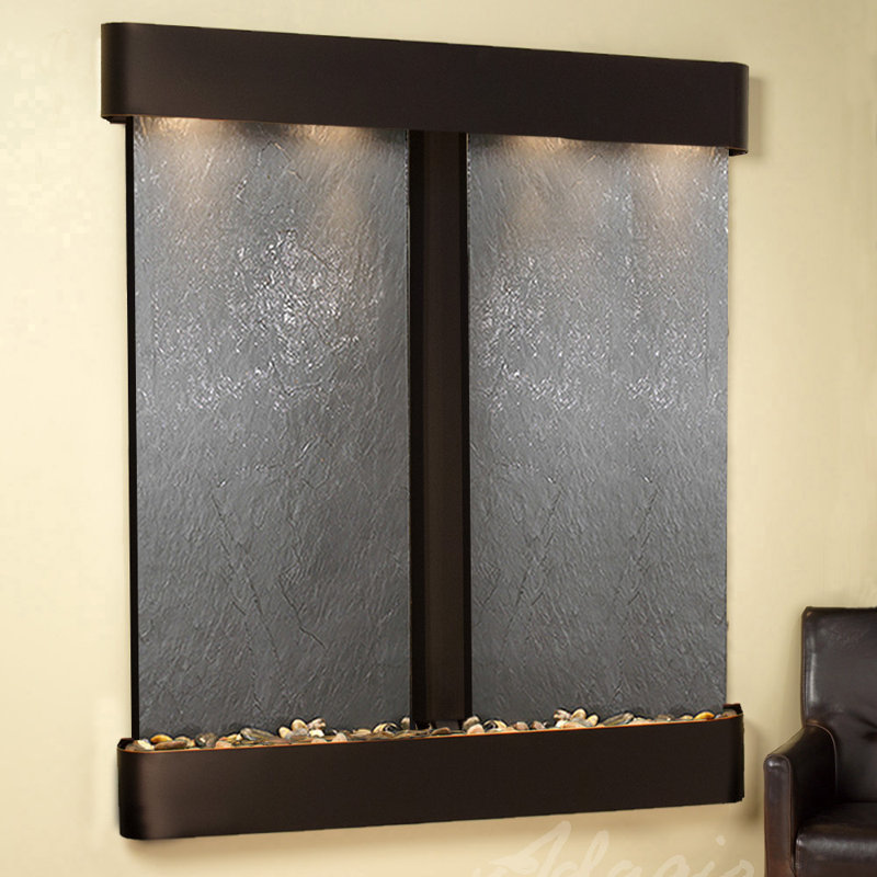 Cottonwood Falls Natural Stone/Metal Wall Fountain with Light