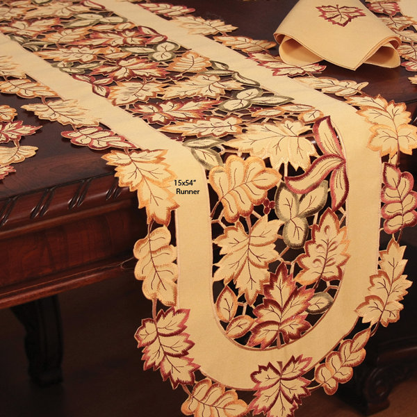 Wendling Embroidered Cutwork Fall Table Runner by Astoria Grand