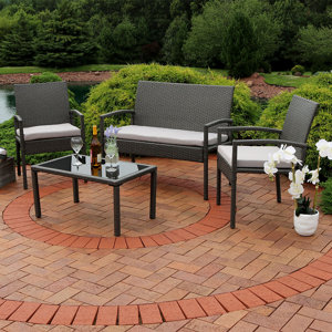 Waldschmidt Wicker 4 Piece Rattan Seating Group with Cushions