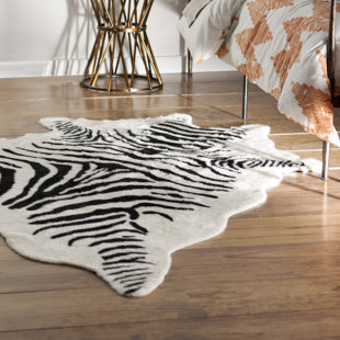 Faux Zebra Rug Wayfair Hermosa Beach Hand Tufted Faux Cowhide Zebra Black Area Rug