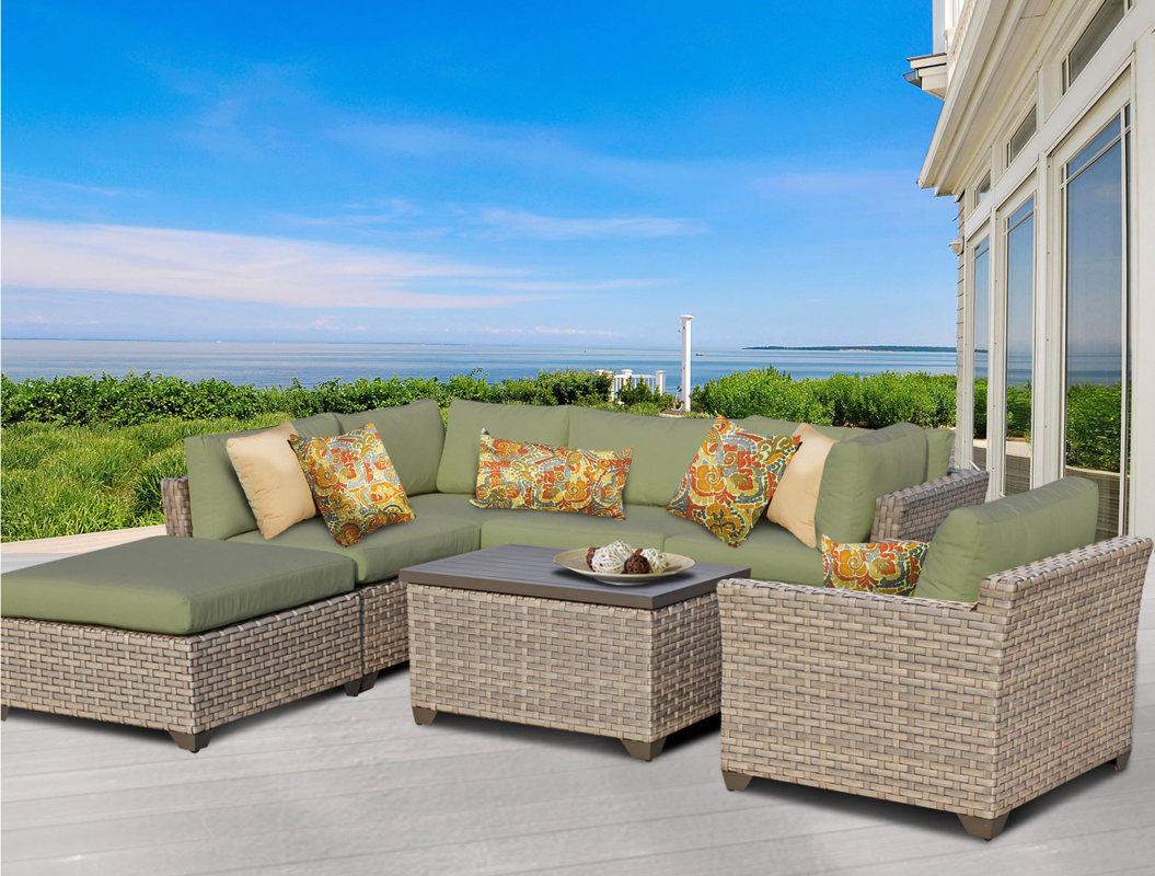 TK Classics Monterey 7 Piece Sectional Seating Group with Cushion