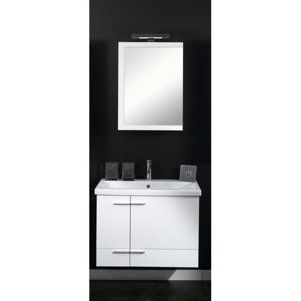 Simple 32 Single Wall Mounted Bathroom Vanity Set with Mirror by Iotti by Nameeks