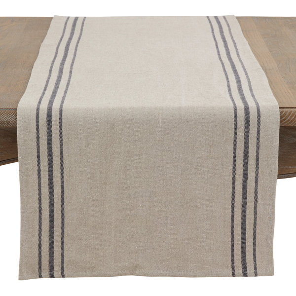 Filip Striped Linen Table Runner by Breakwater Bay