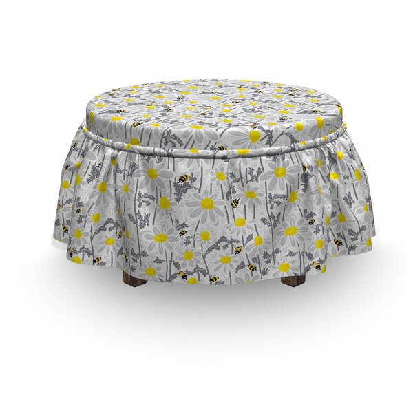 Review Bees Chamomile Meadow 2 Piece Box Cushion Ottoman Slipcover Set