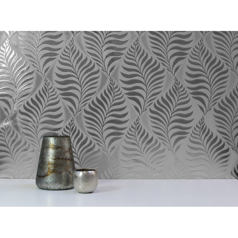 Rushing Foil Embossed Leaf 33' L x 20.5" W Wallpaper Roll