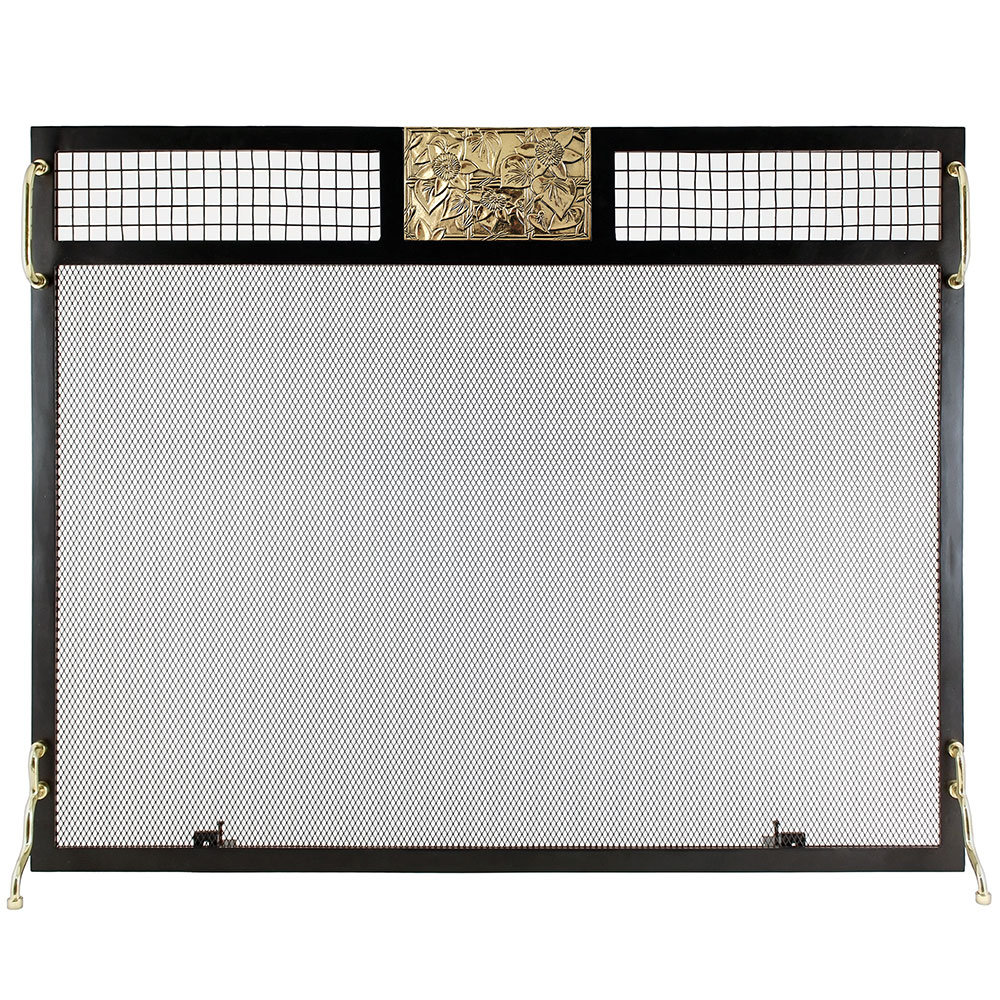 Minuteman Clematis Emblem Single Panel Iron Fireplace Screen Wayfair