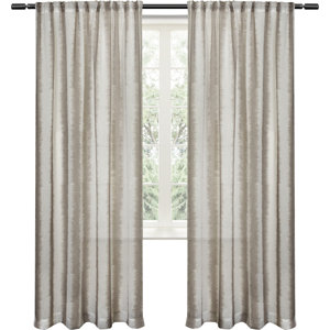 Tokyo Striped Sheer Rod Pocket Curtain Panels (Set of 2)