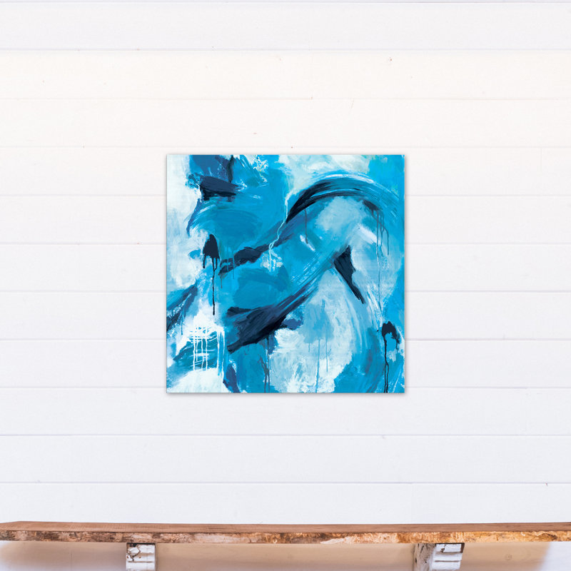 Blue Paint Strokes And Drips Graphic Art Print On Canvas Joss