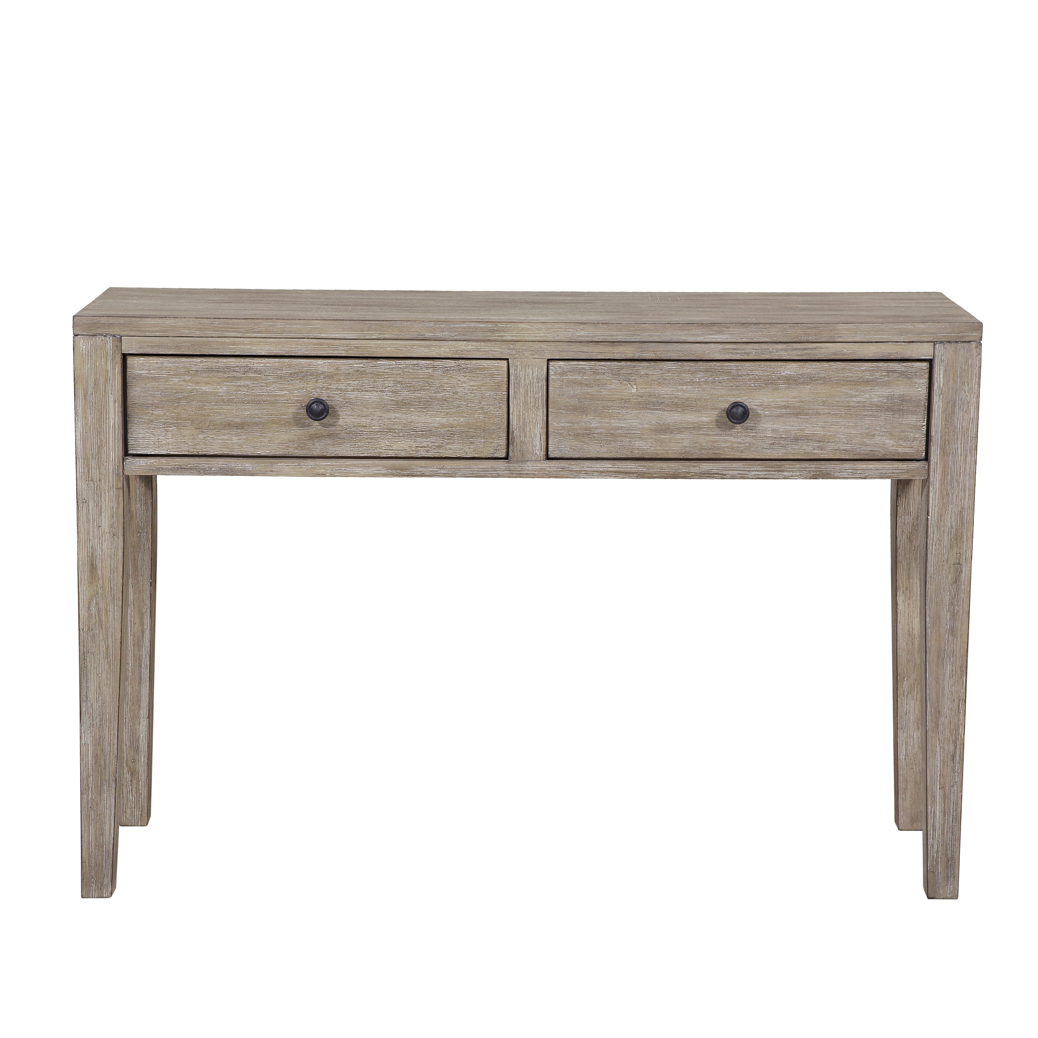 Amina Distressed Wood Two Drawer Accent Storage Console Table