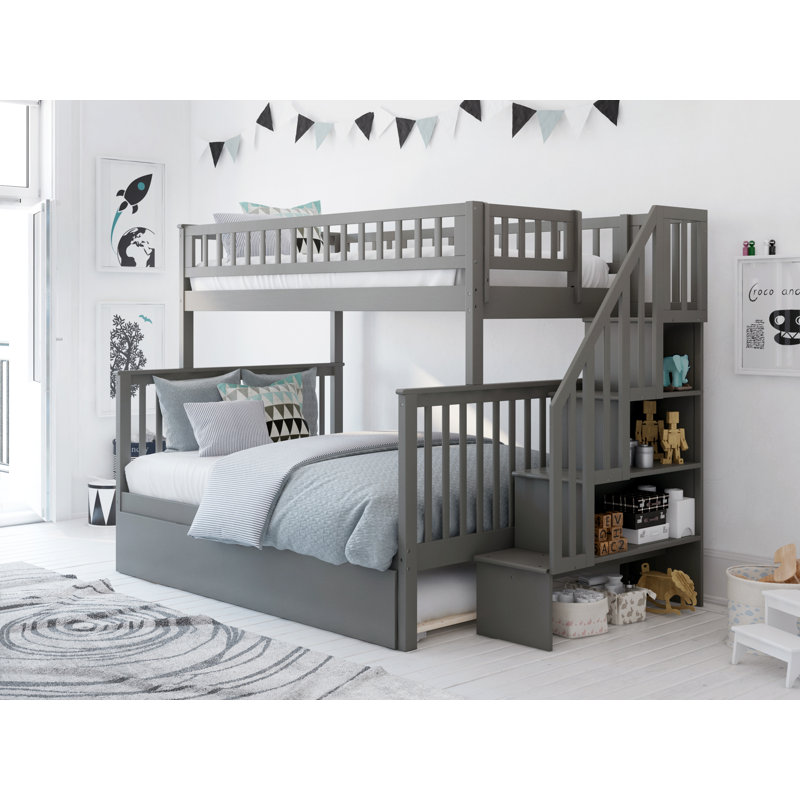 Shyann Staircase Twin Over Full Bunk Bed With Trundle Reviews Twin Over Full Bunk Bed With Trundle