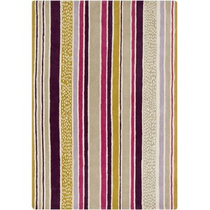 Sanderson Hand-Tufted Eggplant/Olive Stripe Area Rug