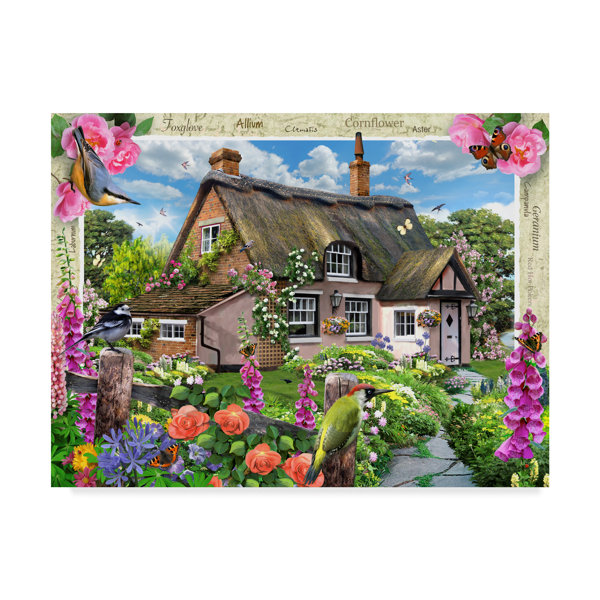 Large Garden House Acrylic Painting Print On Wrapped Canvas Purple marbled | canvas collection. large garden house acrylic painting print on wrapped canvas