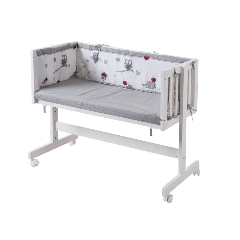 Liegefl/äche Inklusive Matratze roba Beistellbett Adam /& Eule Nestchen und Schlafsack 70 cm wei/ß 87,5 x 44 cm