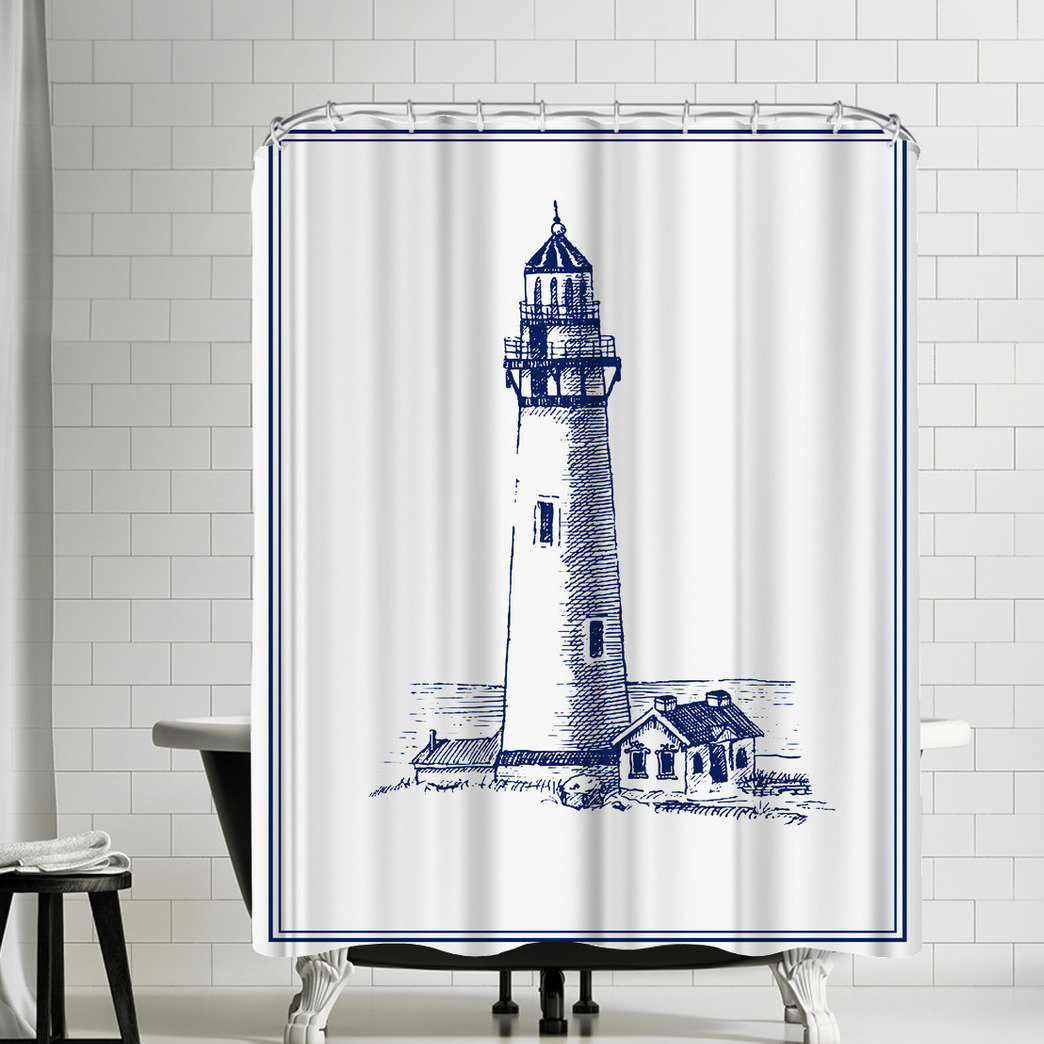 East Urban Home Nauda Lighthouse Shower Curtain Wayfair