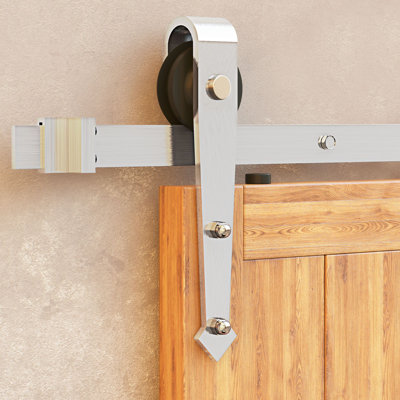 Arrow Stainless Brushed Nickel Steel Standard Single Barn Door Hardware Kit Homacer Track Length 108 in