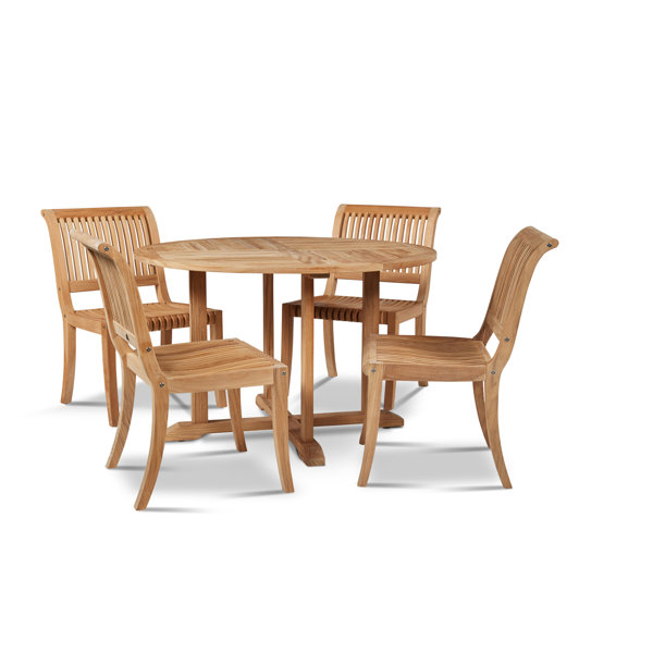 Dinapoli 5 Piece Teak Sunbrella Dining Set by Darby Home Co