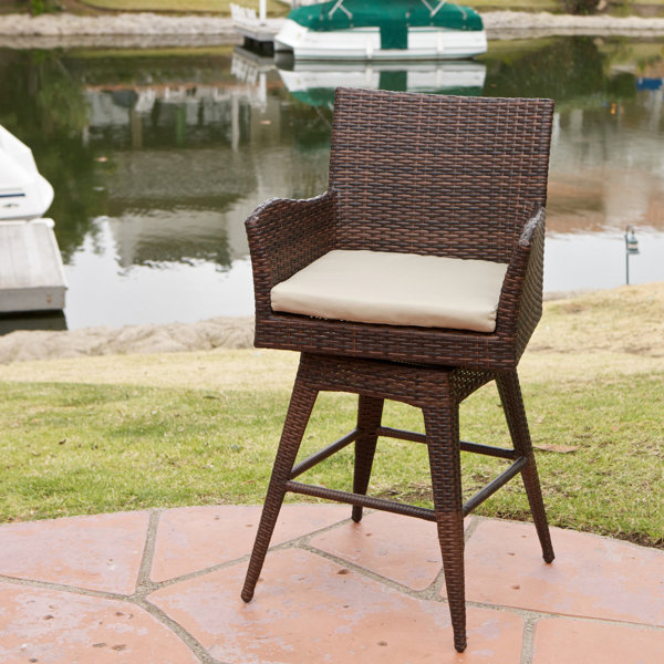 Weymouth 29 Wicker Patio Bar Stool by Beachcrest Home| @ $249.00