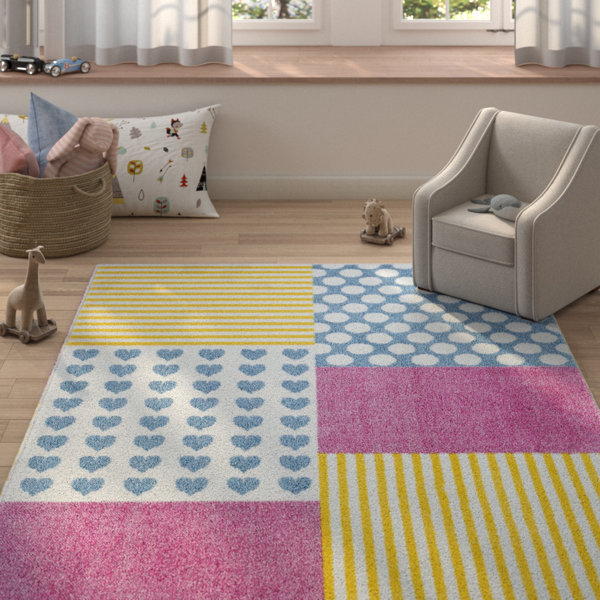 Carlwirtz Patchwork Pink/Yellow/Blue Area Rug by Harriet Bee