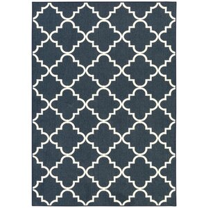 Hanley Navy Blue/White Area Rug