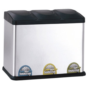 Stainless Steel 12 Gallon Step On Multi Compartments Recycling Bin