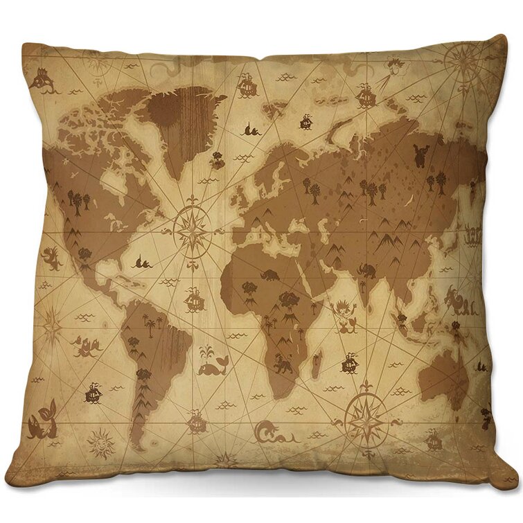 Dianochedesigns Whimsical World Map I Throw Pillow Wayfair