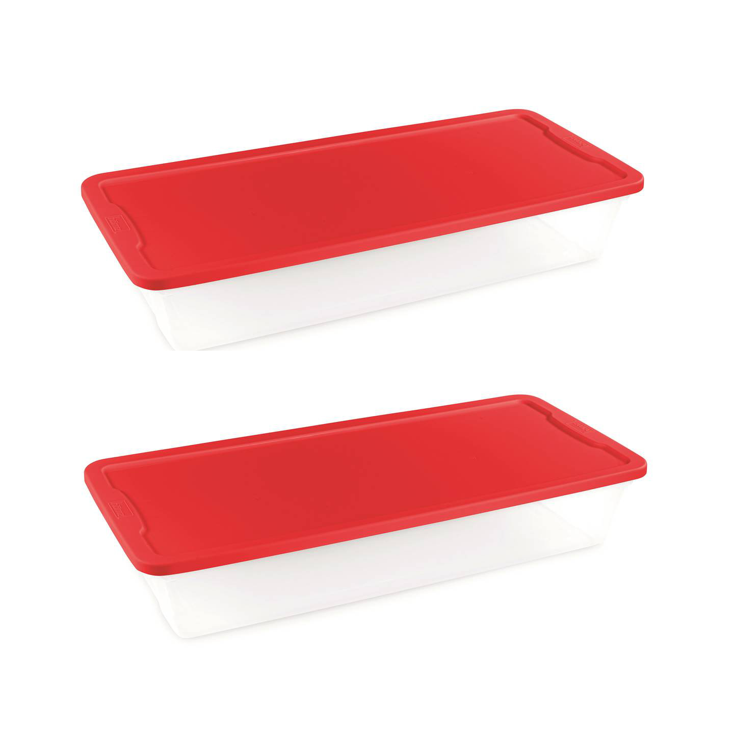 Homz Snaplock 41 Quart Underbed Storage Container Clear Base Red 41 Quart Underbed Storage Container