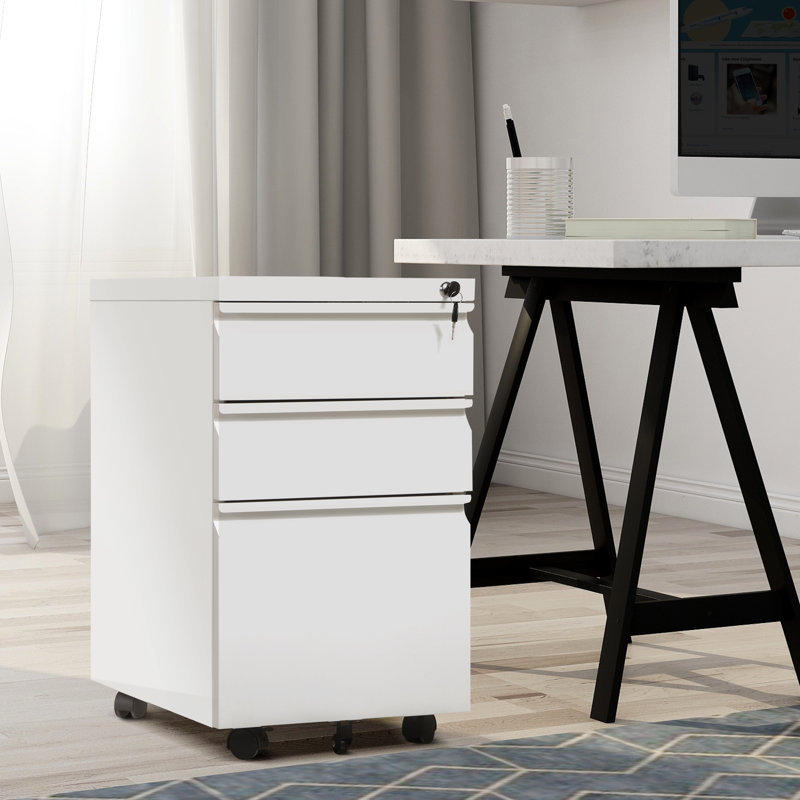 Inbox Zero 3 Drawer Mobile File Cabinet File With Lock ...