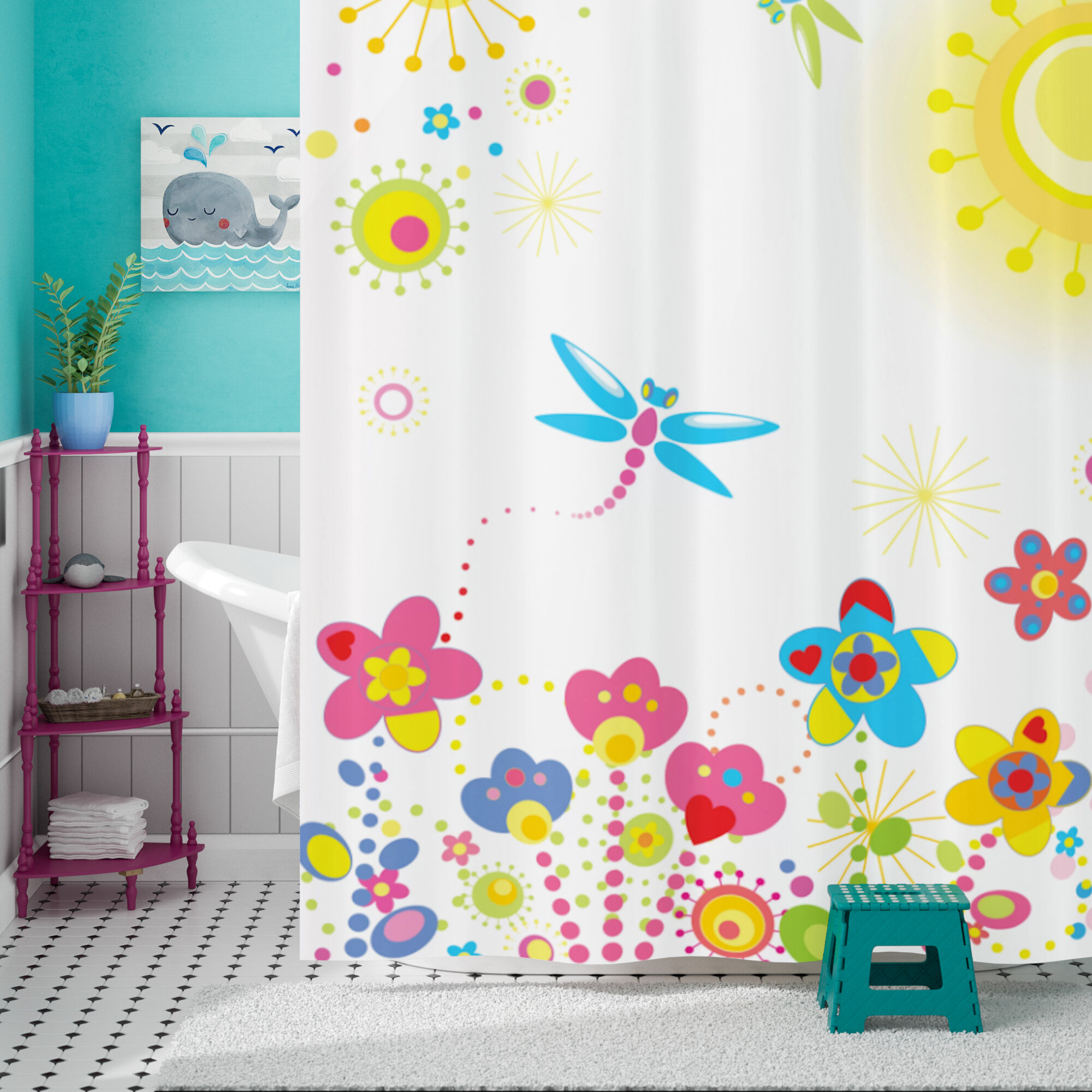 colourful shower curtain