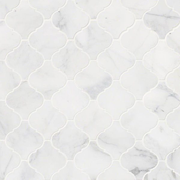 Calacatta Cressa Arabesque Honed Marble Mosaic Tile in White by MSI