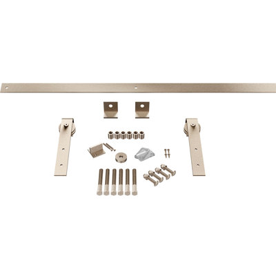 Premium JStrap Standard Single Barn Door Hardware Kit Goldberg Brothers Inc Finish White Bronze Track Length 84 in