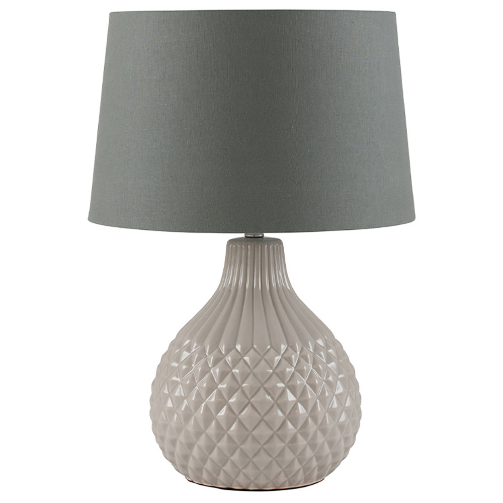 Ceramic Black Table Lamp 26 in.Empire Shade Desk Lighting Tall Style With Linen