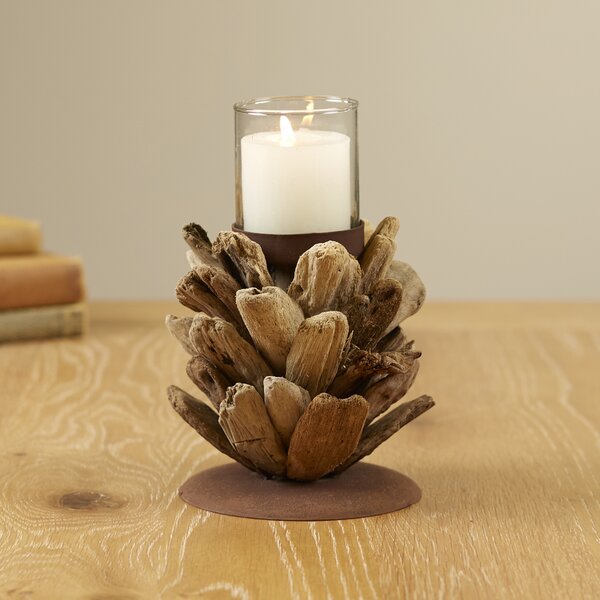 Birch Lane™ Driftwood Pinecone Votive Holder Birch Lane